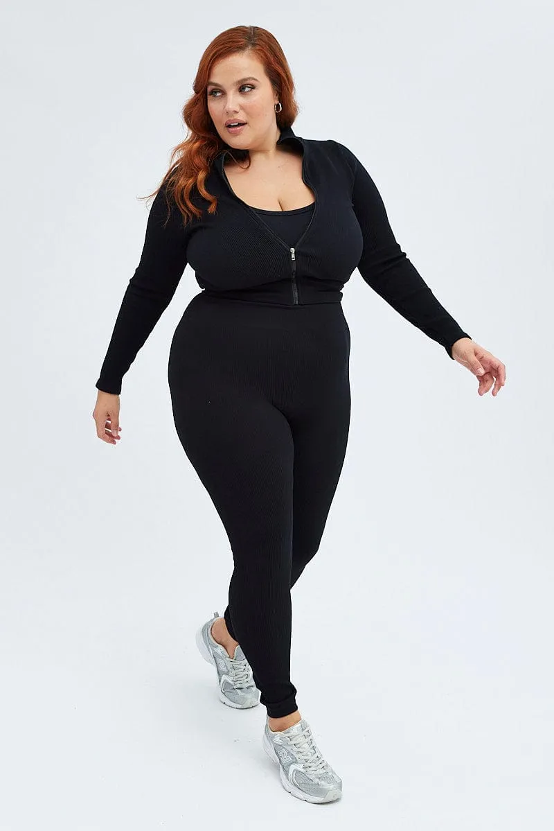 Black Fleece Leggings Seamless