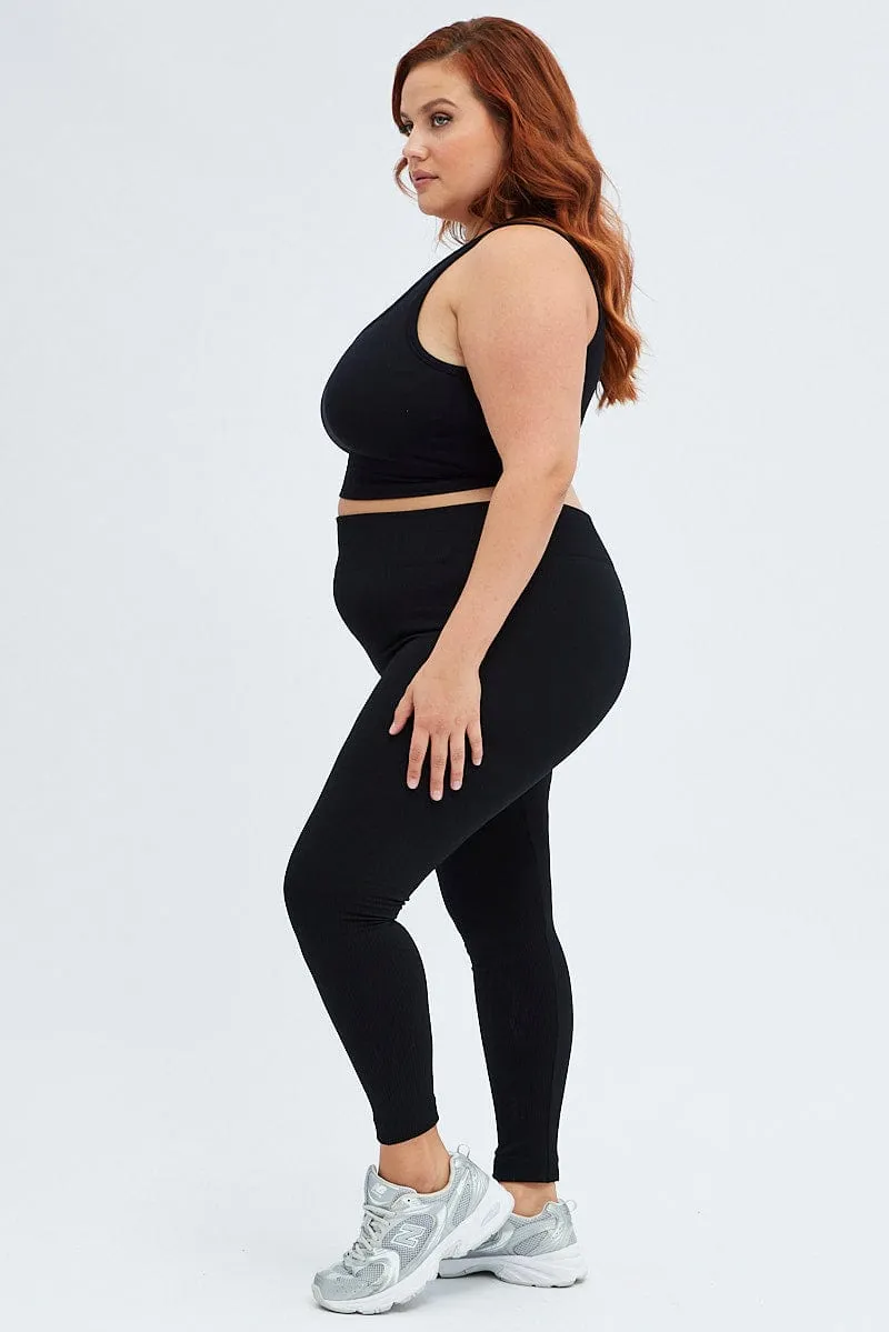 Black Fleece Leggings Seamless