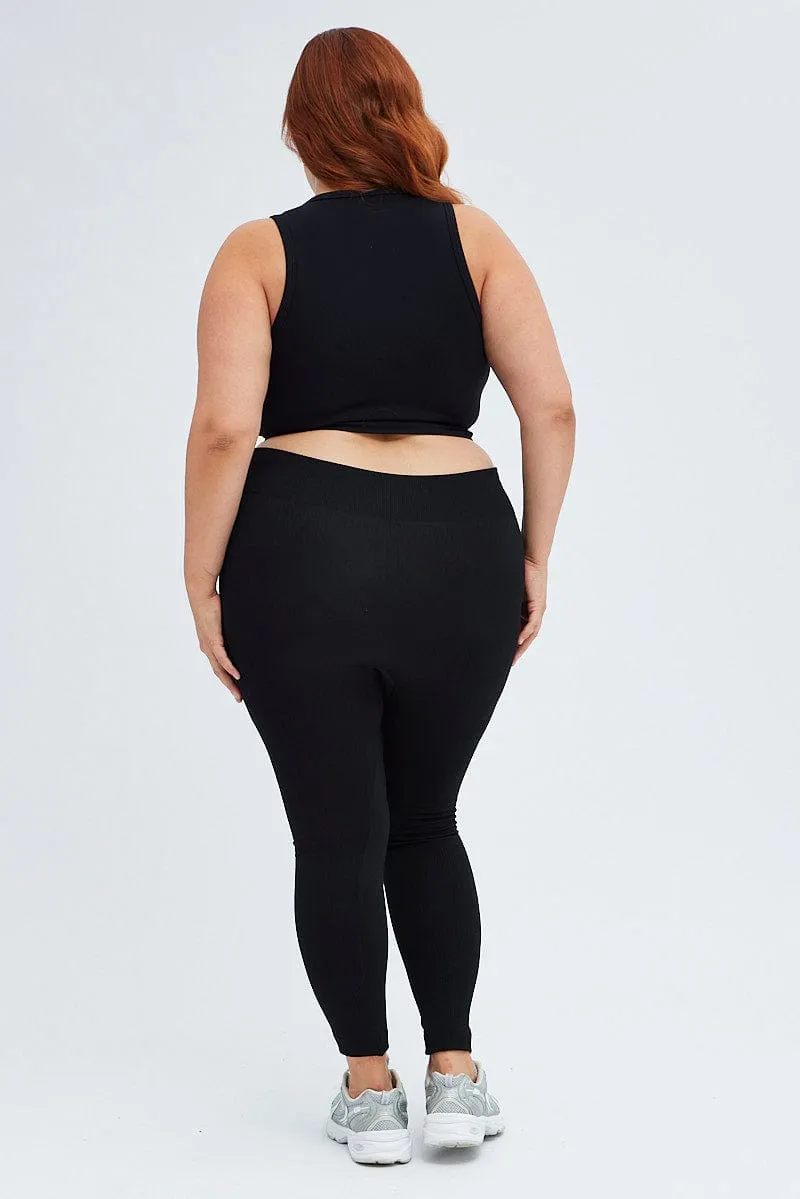 Black Fleece Leggings Seamless