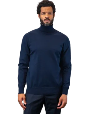 Blue Men's Turtleneck Sweaters Light Blend Regular-Fit