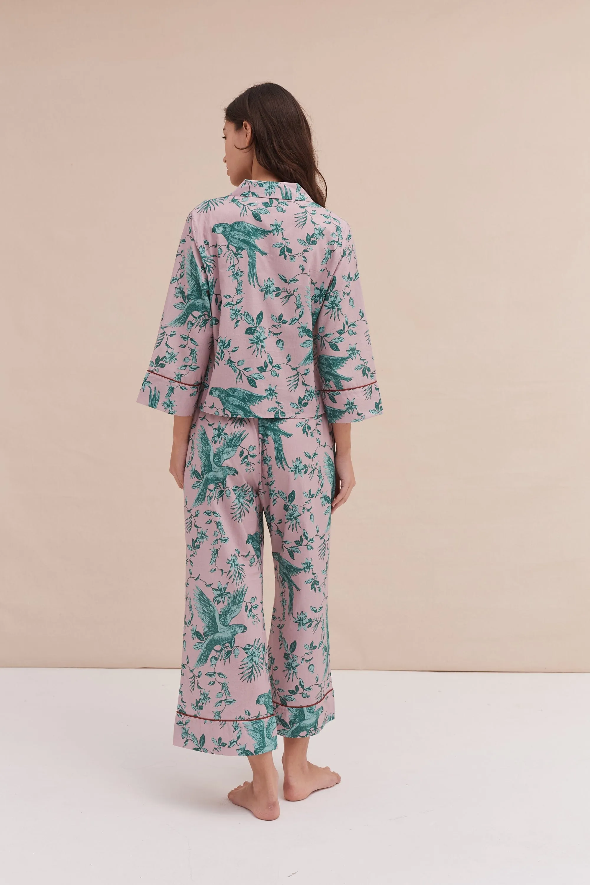 Boxy Shirt and Wide Leg Trouser Set The Bromley Parrot Pink/Blue