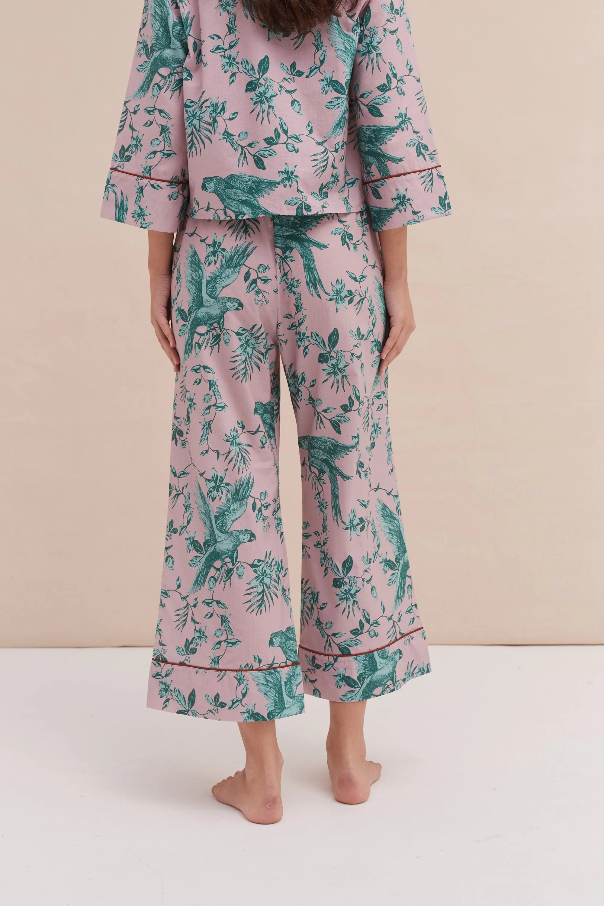 Boxy Shirt and Wide Leg Trouser Set The Bromley Parrot Pink/Blue