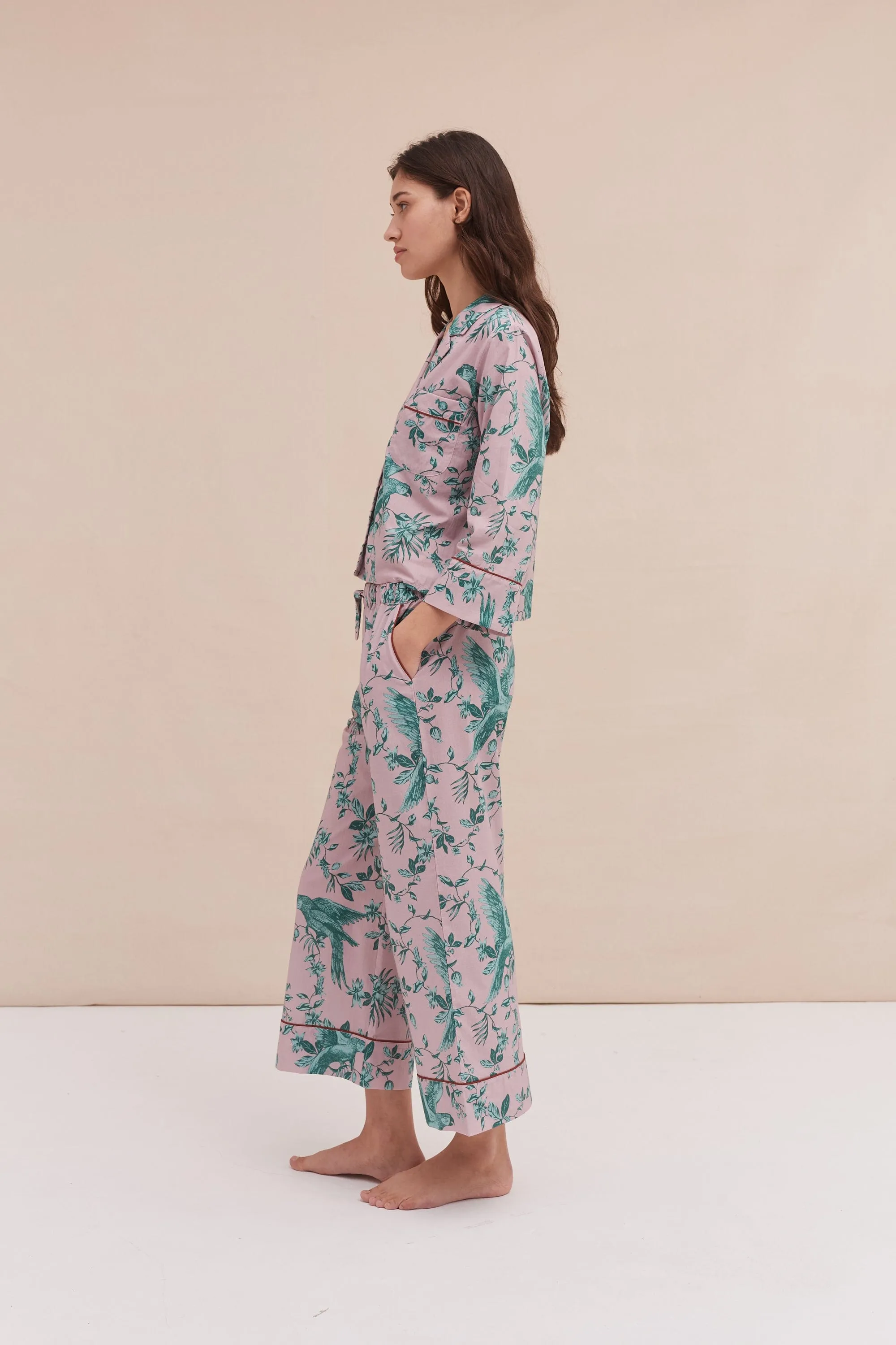 Boxy Shirt and Wide Leg Trouser Set The Bromley Parrot Pink/Blue