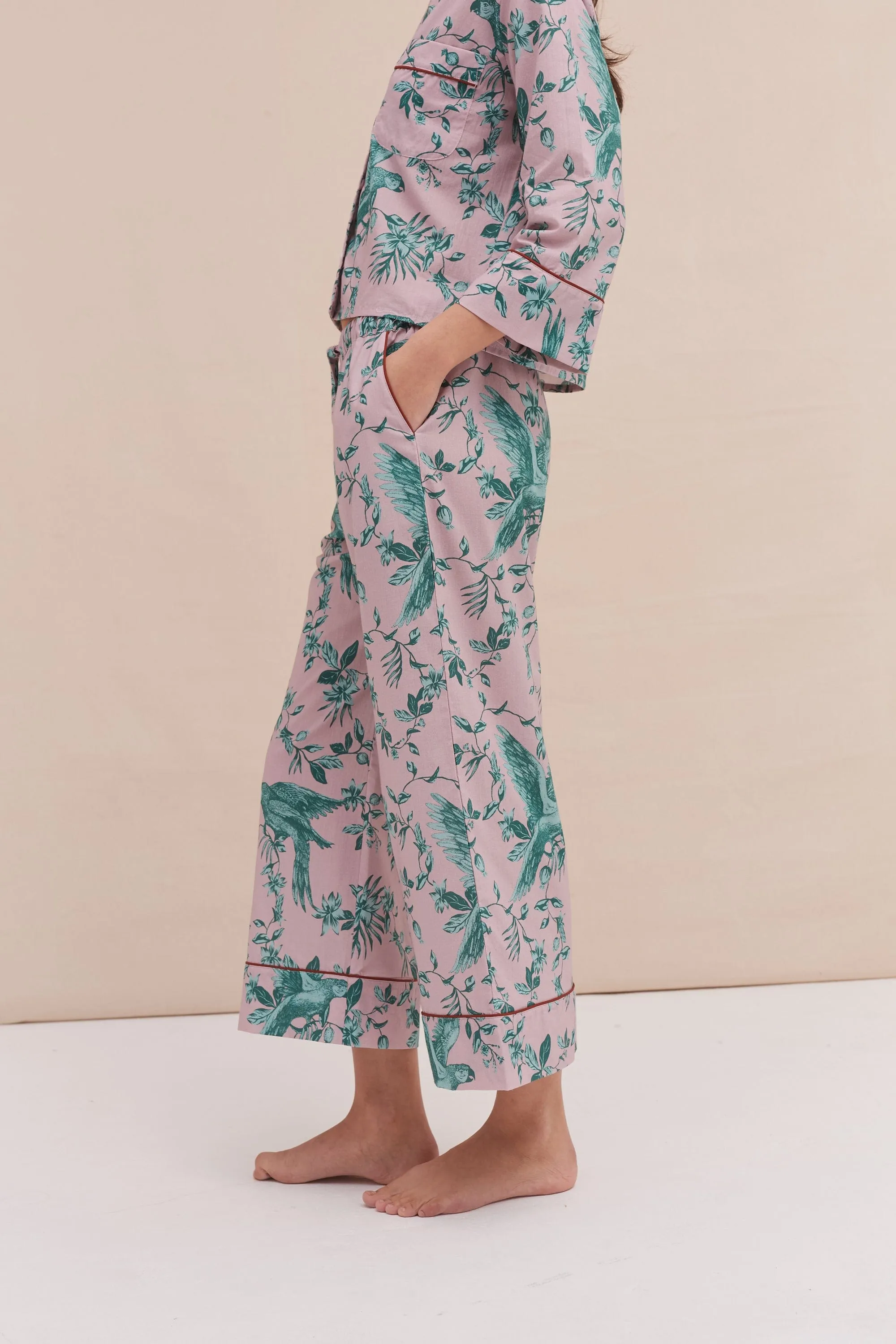 Boxy Shirt and Wide Leg Trouser Set The Bromley Parrot Pink/Blue