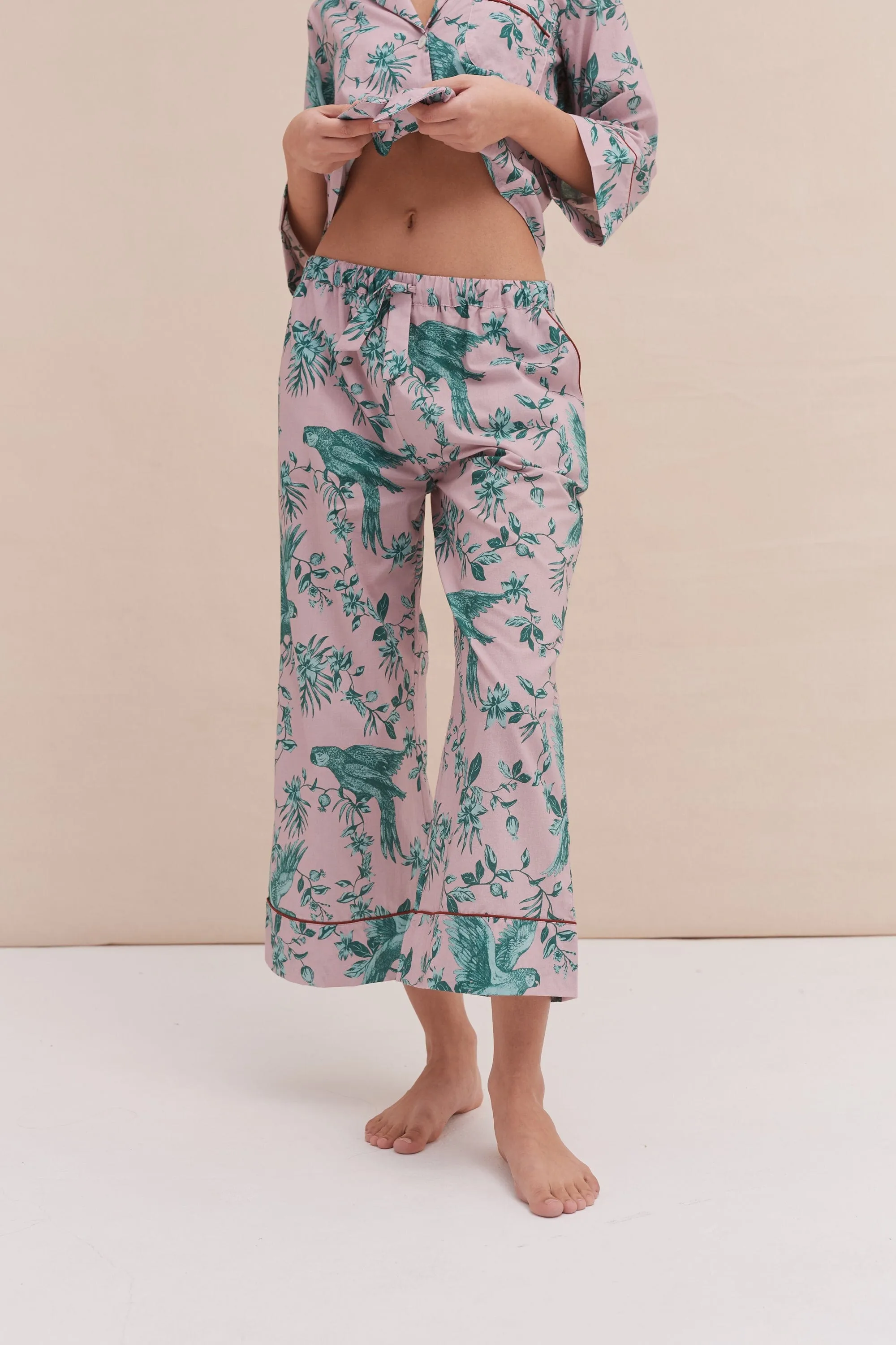 Boxy Shirt and Wide Leg Trouser Set The Bromley Parrot Pink/Blue