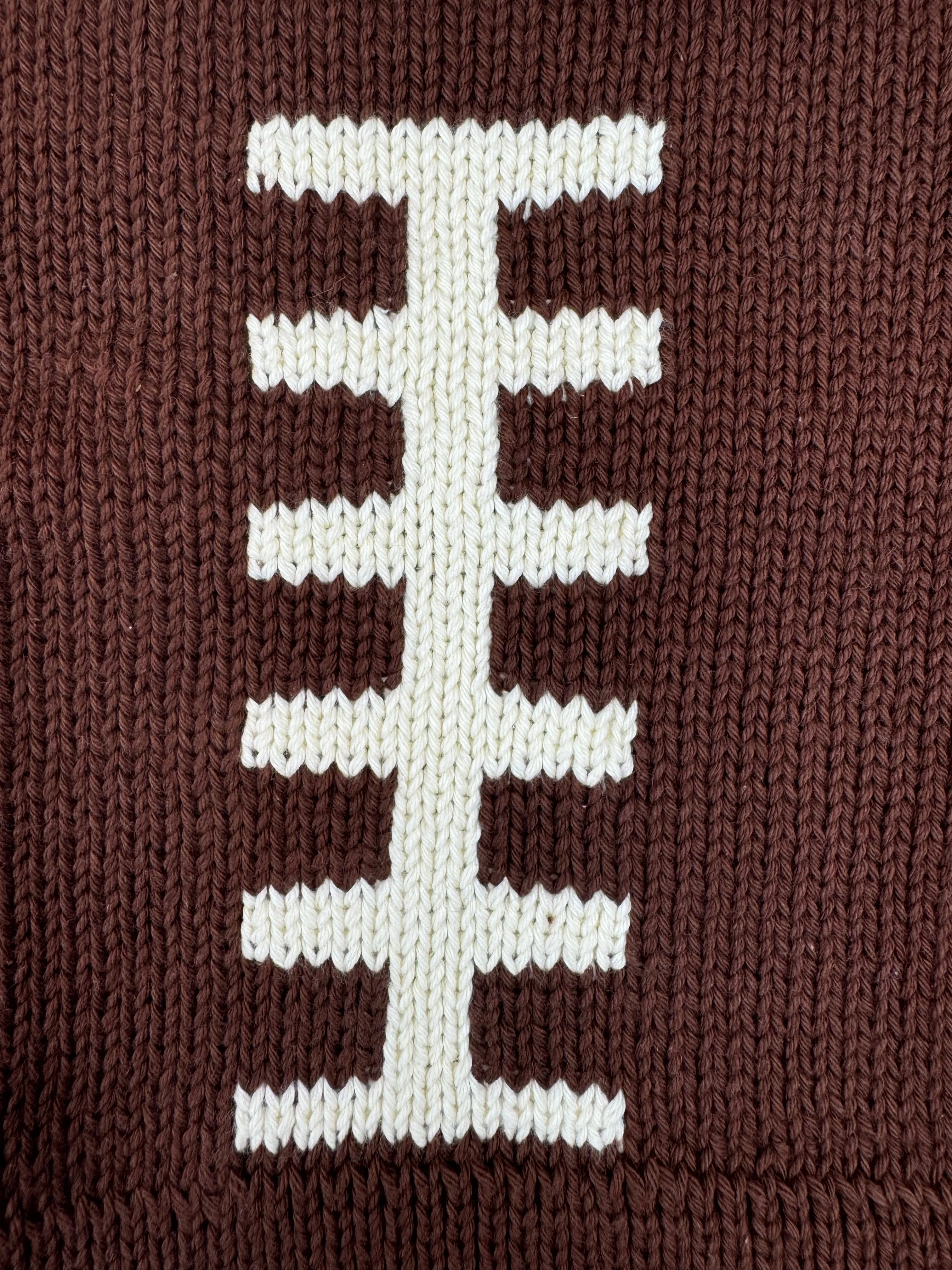 Brown Football Stitching Roll Neck Sweater