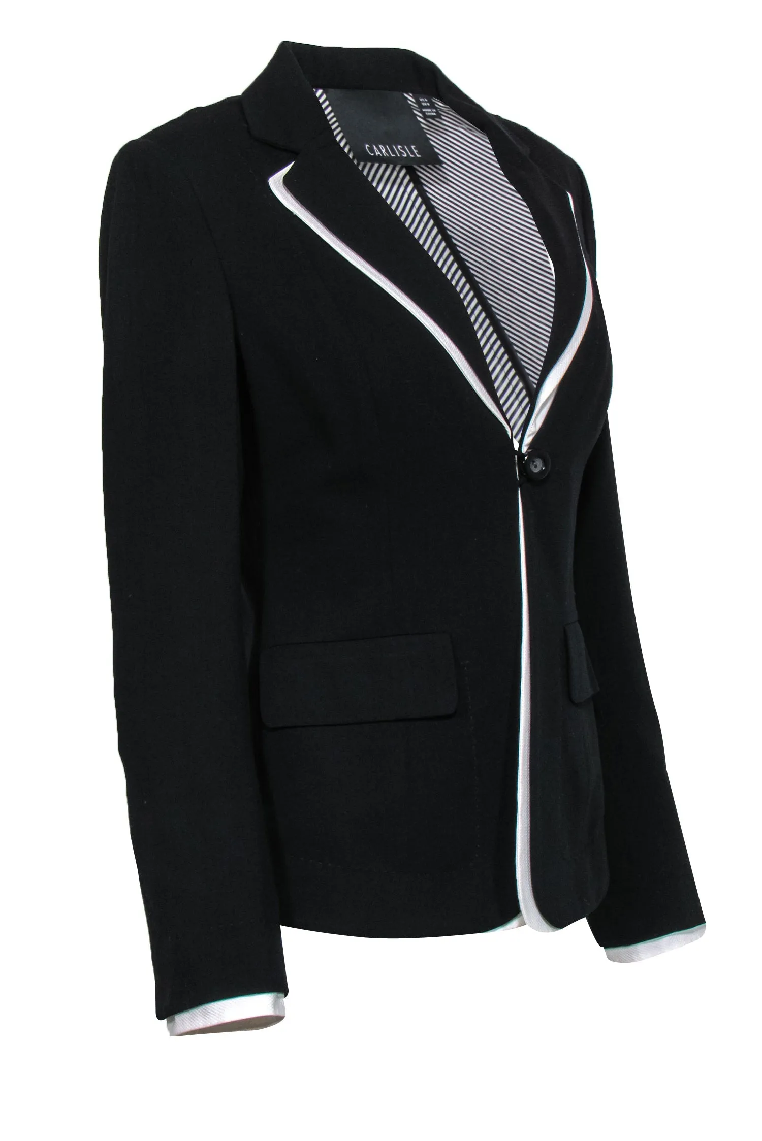 Carlisle - Black Blazer w/ White Layered Design Sz 6