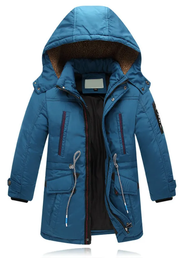 Children Zipper Waist Strap Down Coats Boy