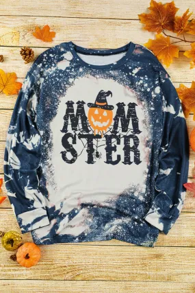 color MOM STER Pumpkin Tie Dye Print Long Sleeve Top