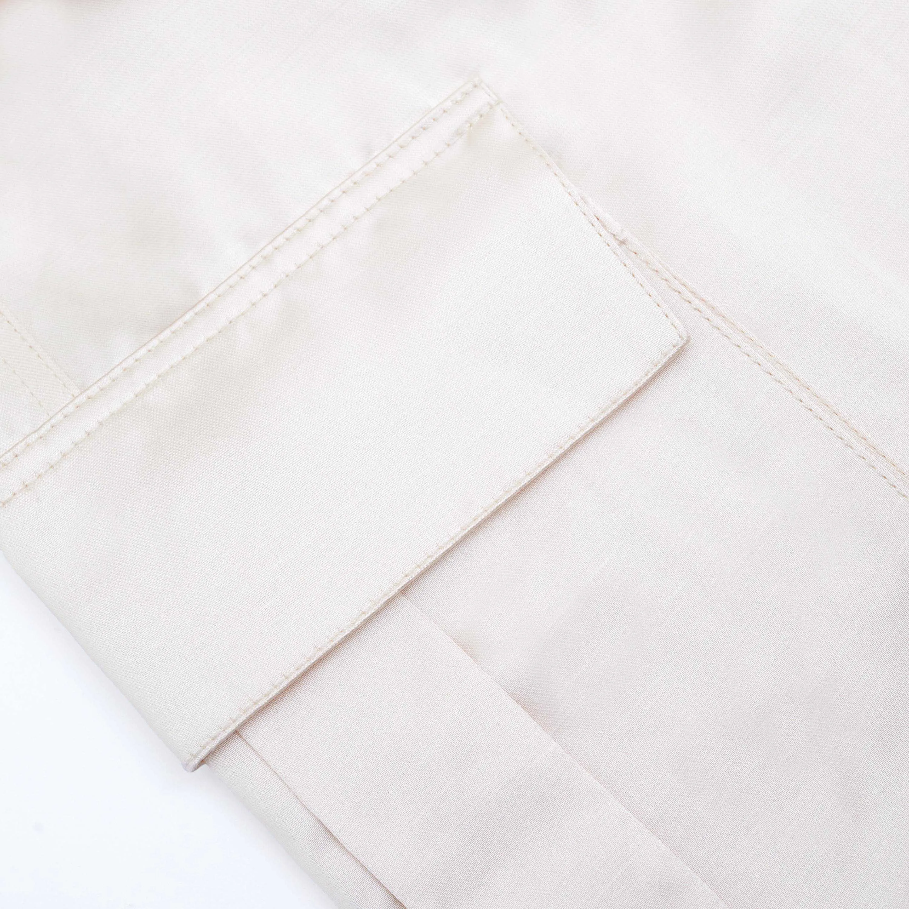 Cream Satin Cargo Trousers