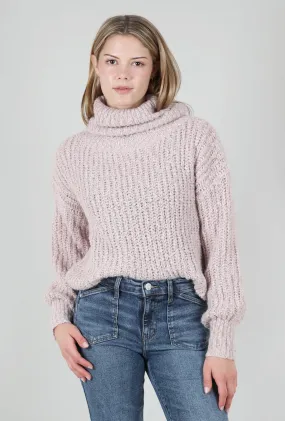 Cropped Chunky Knit Sweater, Pink Vanilla