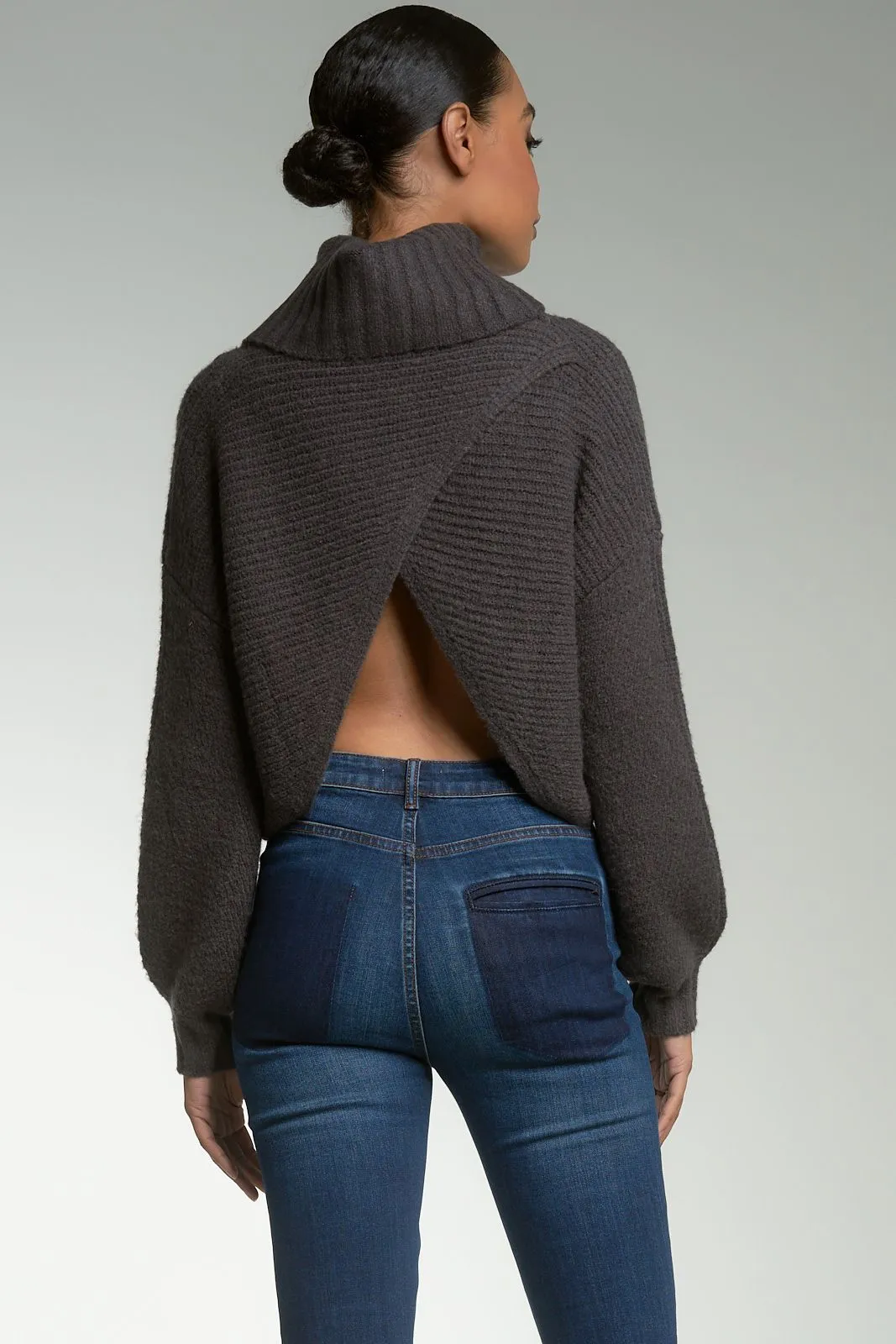 Cross Back Sweater | Charcoal