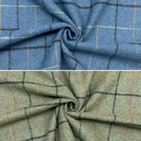 Crossover Checks Wool Blend Fabric