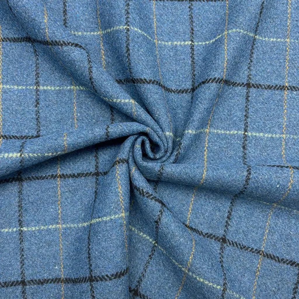 Crossover Checks Wool Blend Fabric