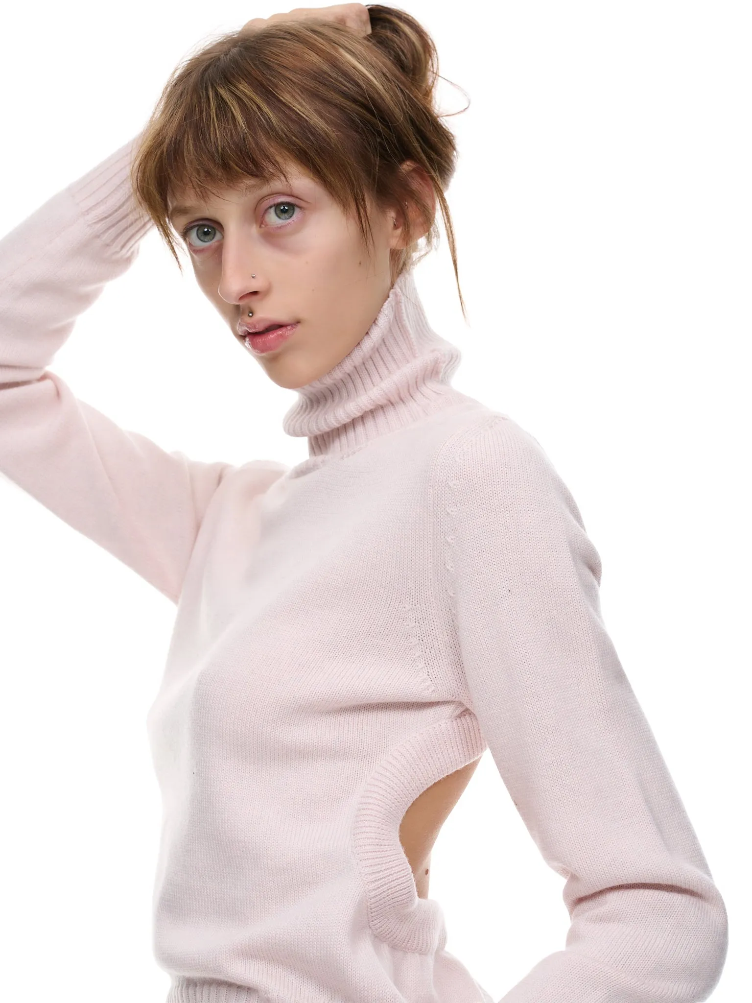 Cut-Out Knit Turtleneck (S62HA0070-S18082-OFF-WHITE)