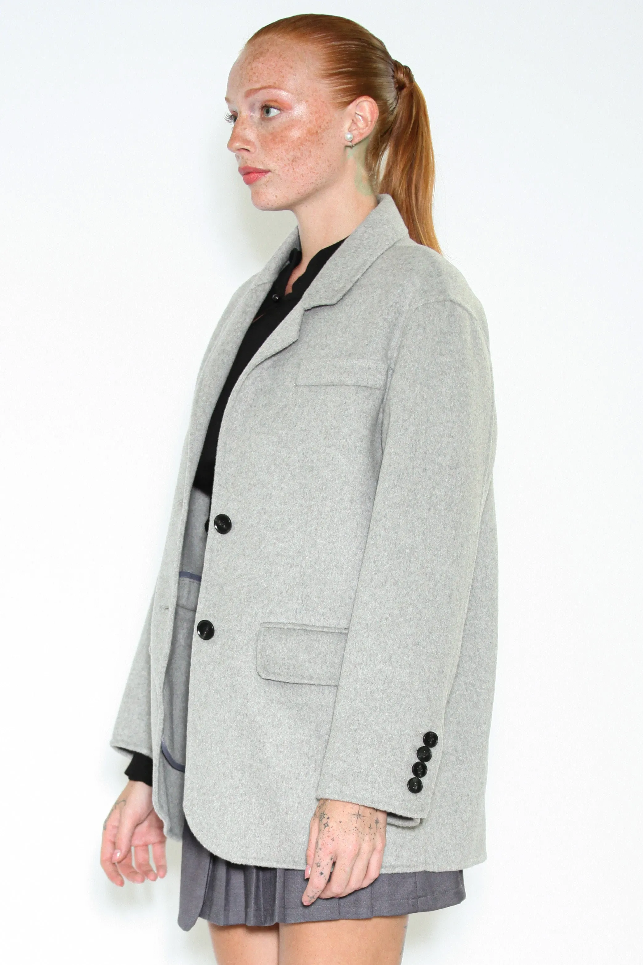 Double-Sided Wool Grey Blazer