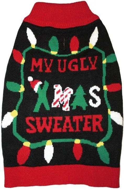 Fashion Pet Black Ugly XMAS Dog Sweater - Medium