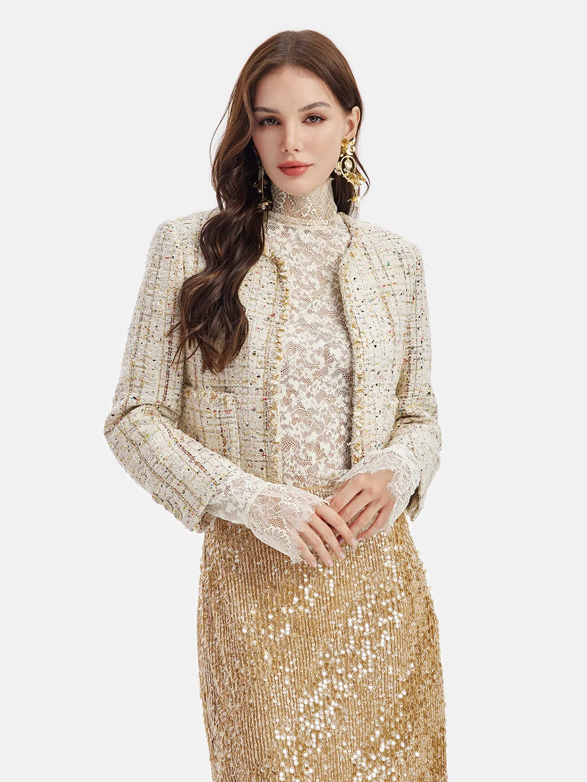 French Gold Tweed Beaded Jacket