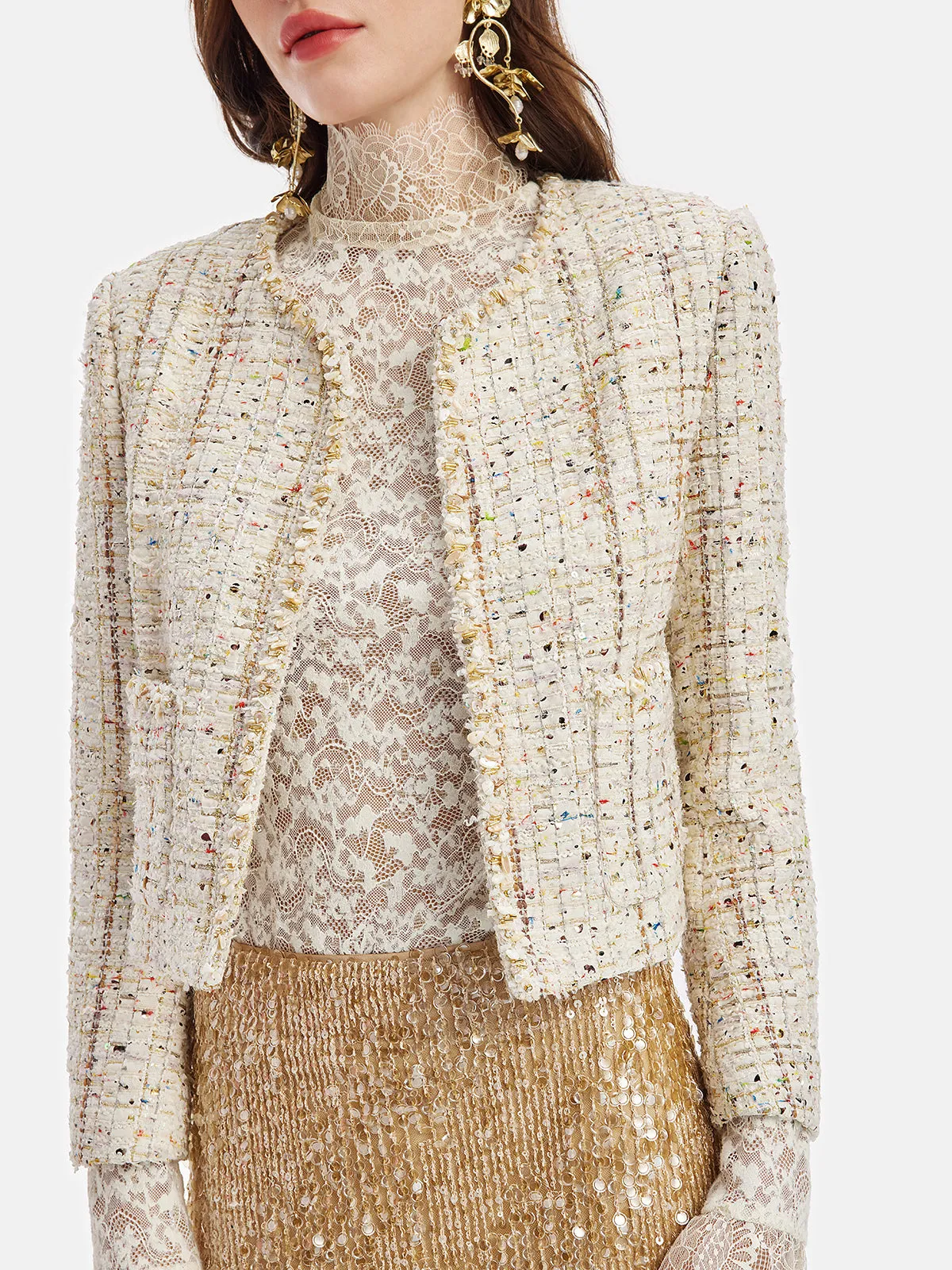 French Gold Tweed Beaded Jacket