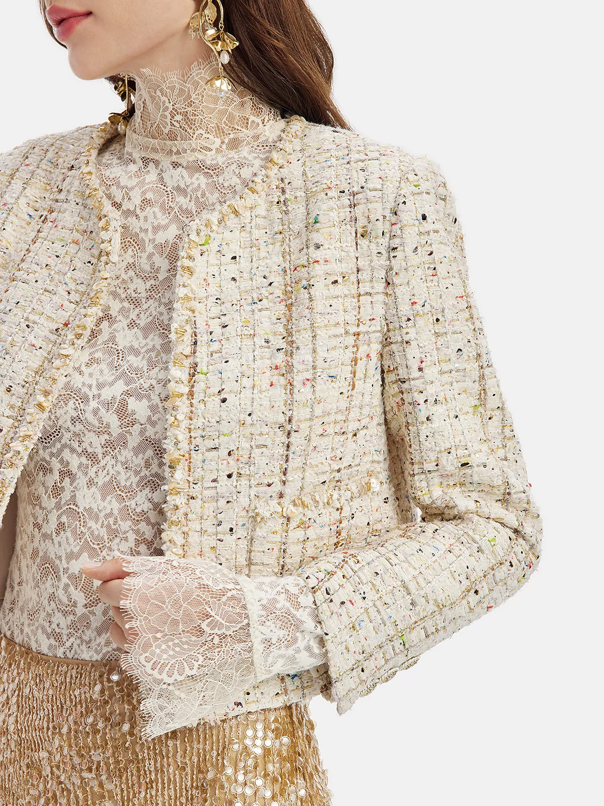 French Gold Tweed Beaded Jacket