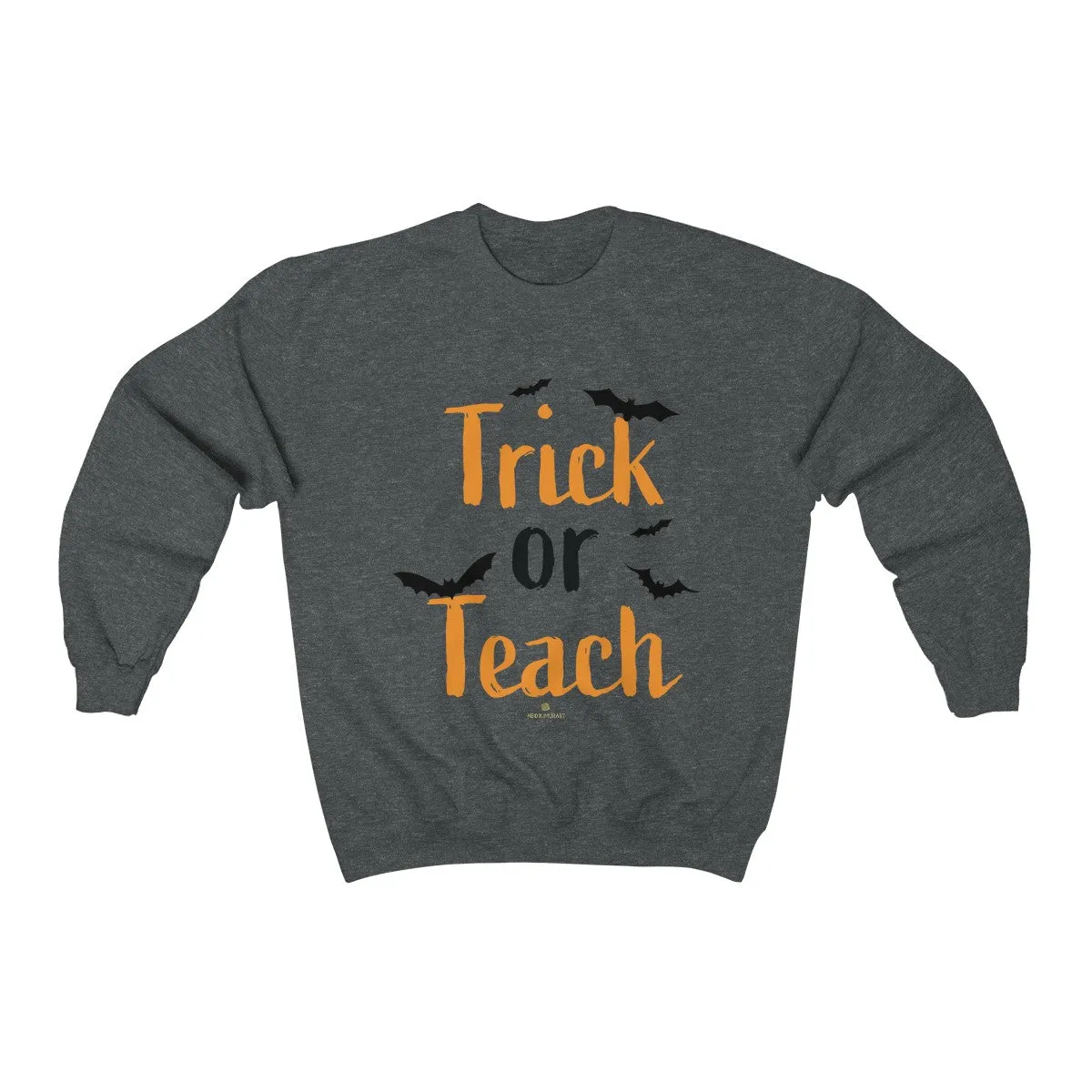 Fun Trick or Teach Bats Print Unisex Crewneck Sweatshirt For Teachers -Made in USA