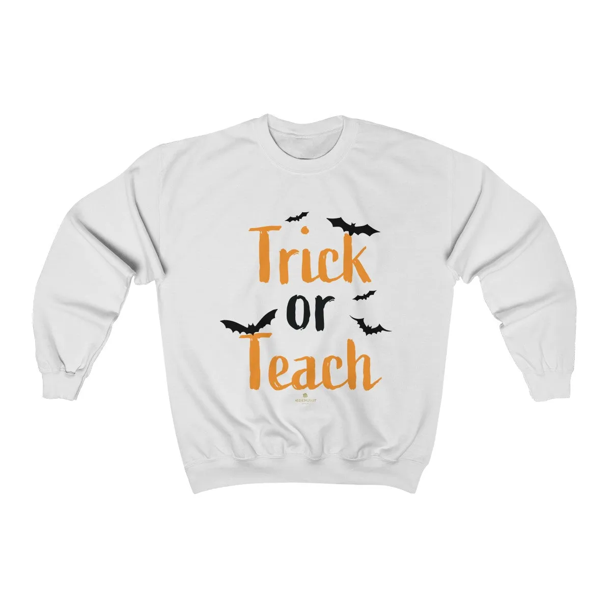 Fun Trick or Teach Bats Print Unisex Crewneck Sweatshirt For Teachers -Made in USA