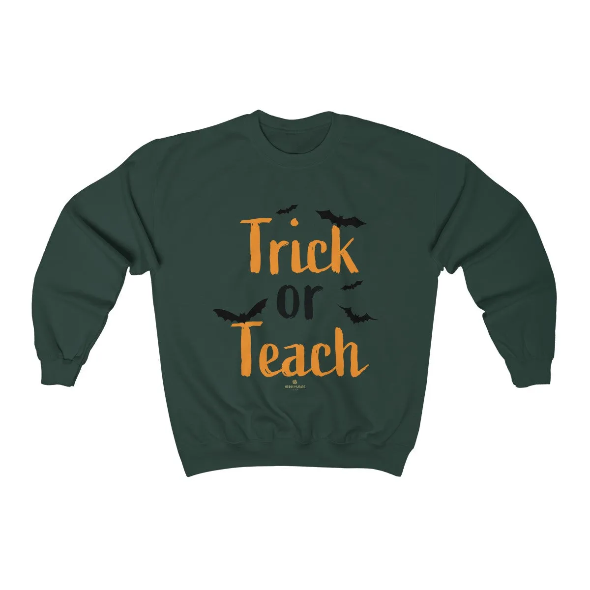 Fun Trick or Teach Bats Print Unisex Crewneck Sweatshirt For Teachers -Made in USA