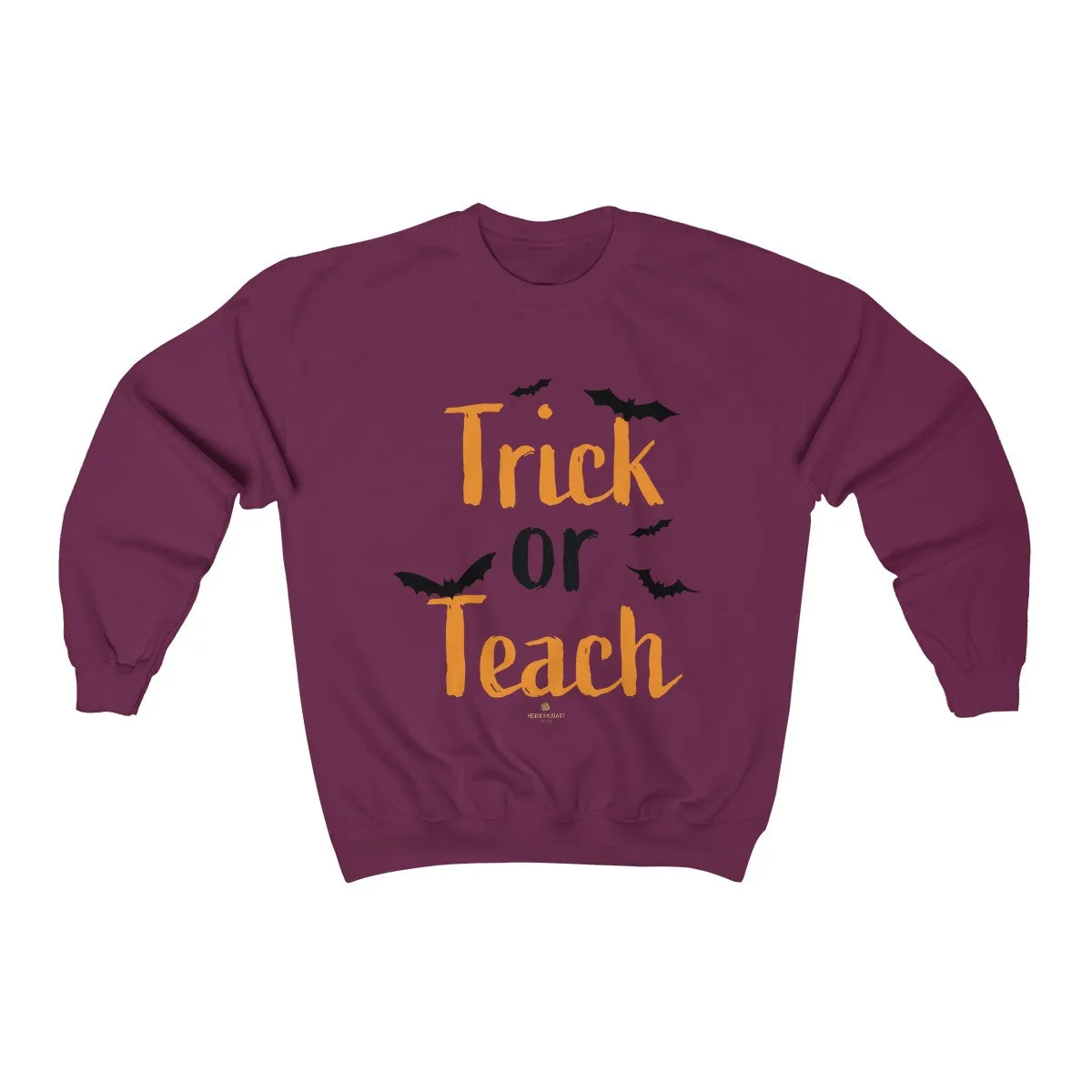 Fun Trick or Teach Bats Print Unisex Crewneck Sweatshirt For Teachers -Made in USA