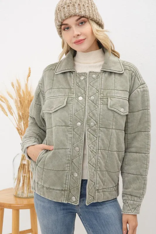 Garment Stone Washed Quilted Jacket