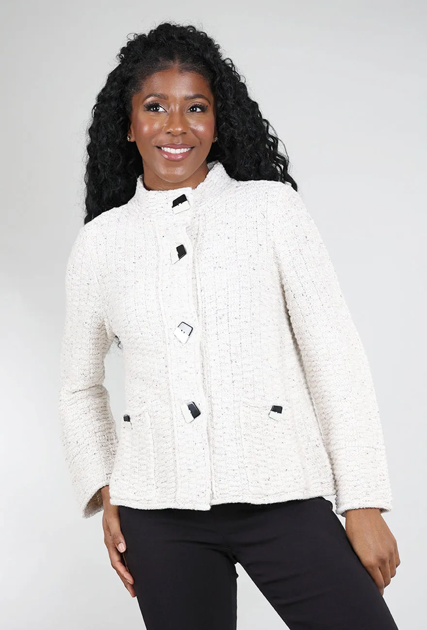 Harvest Tweed Brick Stitch Cardie, Winter White