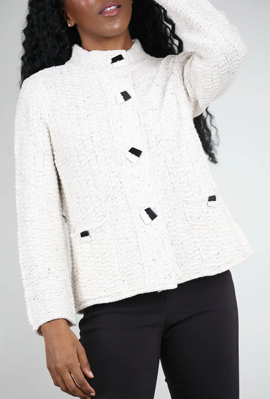 Harvest Tweed Brick Stitch Cardie, Winter White