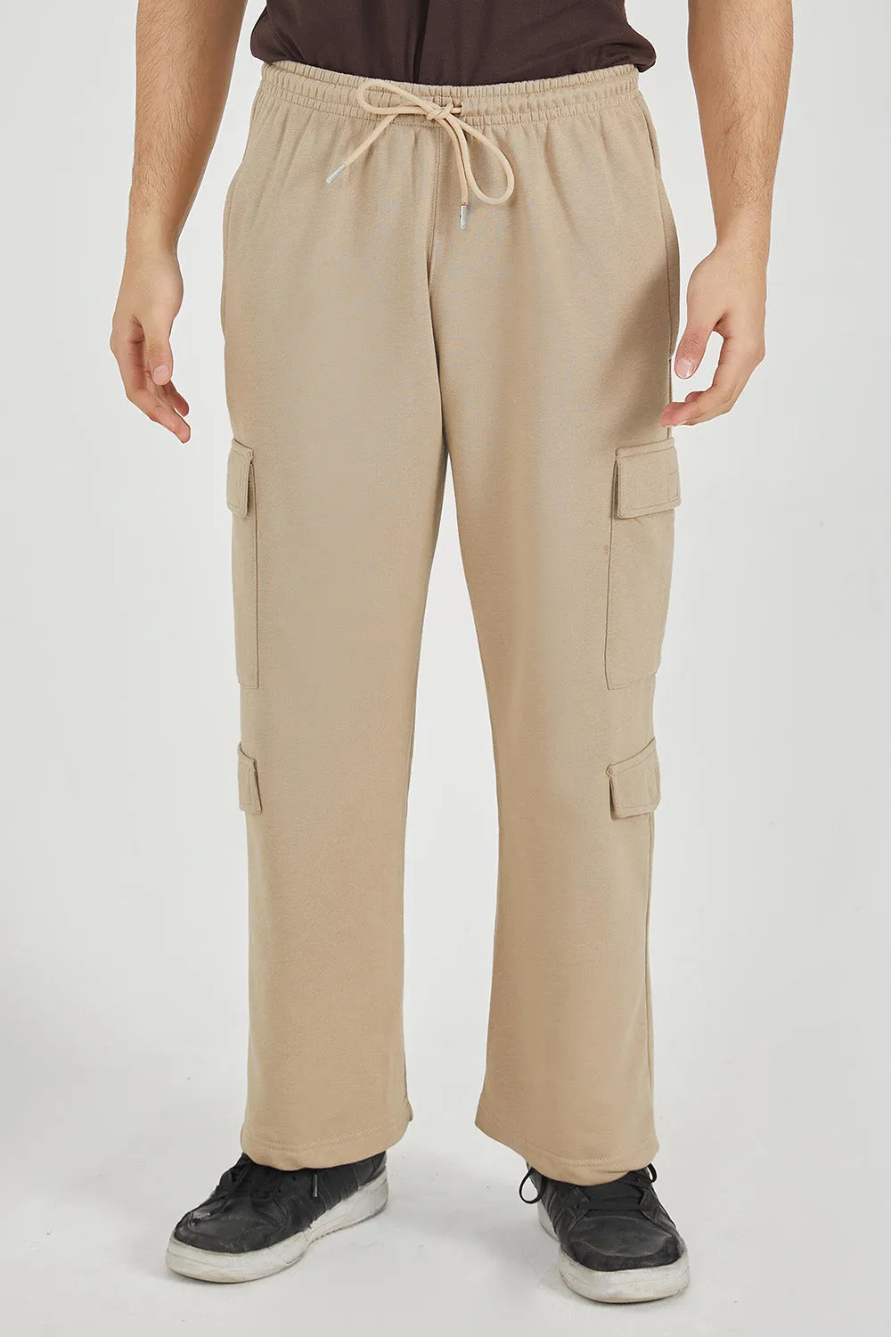 Khaki Wide Legged Cargo Trousers