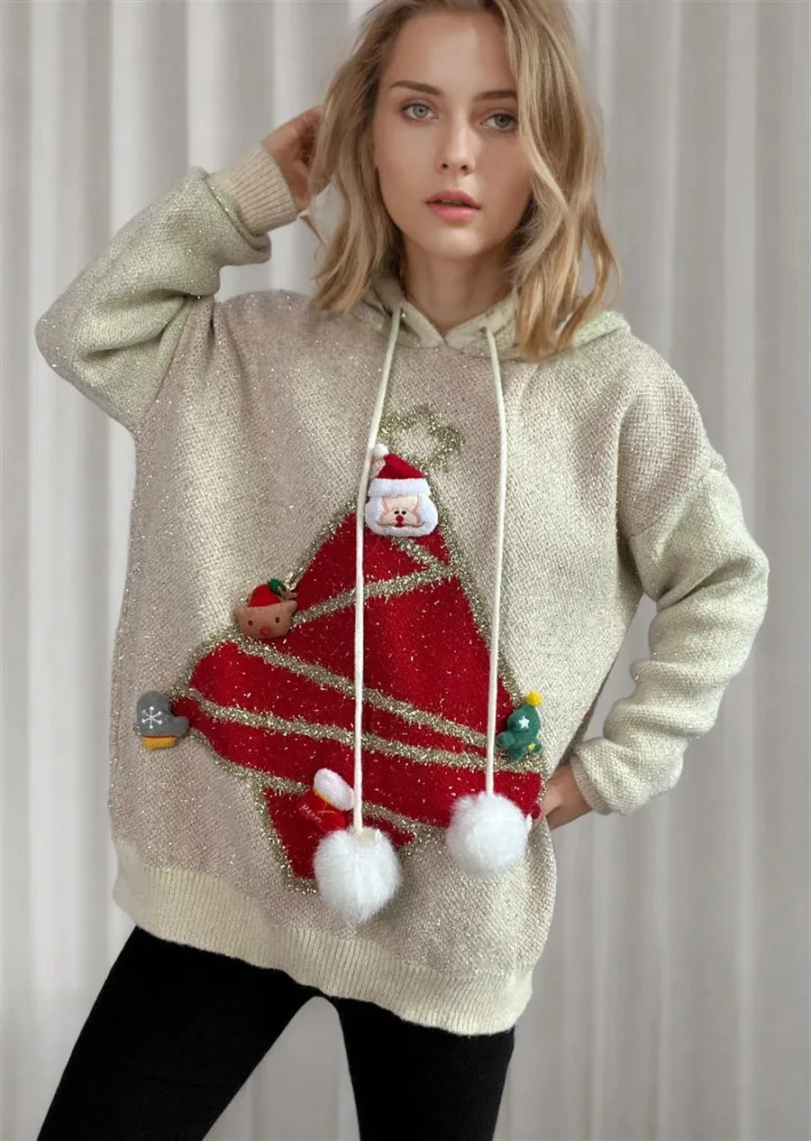 Linda - Women's Christmas sweater with 3D elements