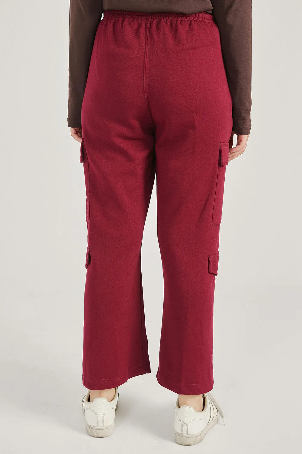 Maroon Wide Legged Cargo Trousers - W