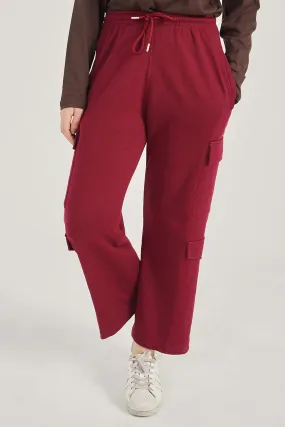 Maroon Wide Legged Cargo Trousers - W