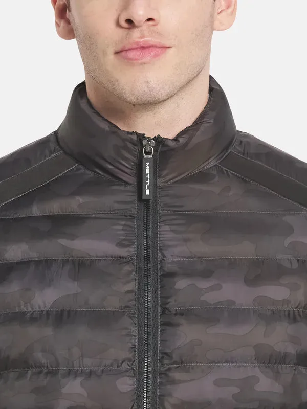 Men Black Camouflage Puffer Jacket