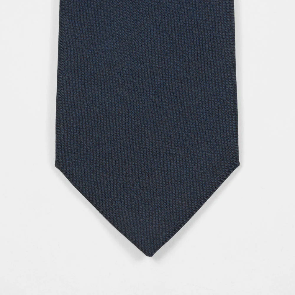 Navy lightweight wool tie, oxford weave