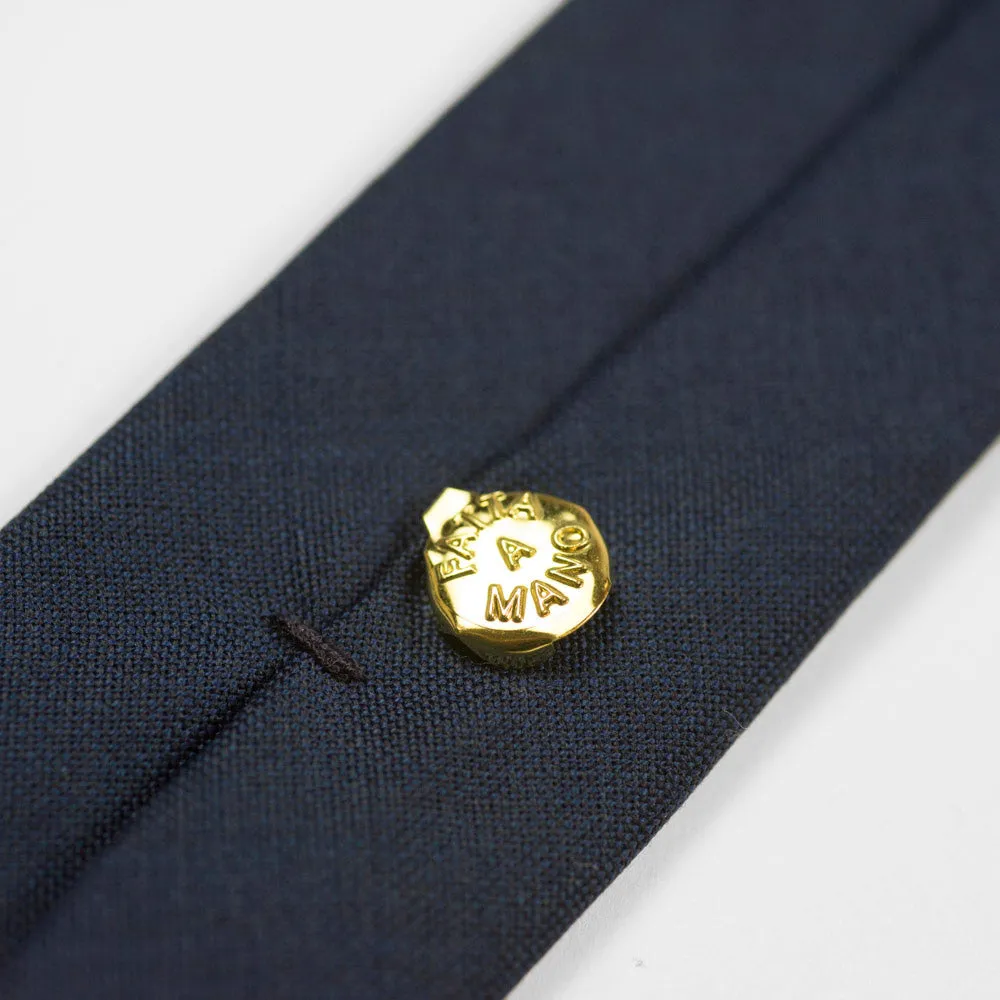 Navy lightweight wool tie, oxford weave