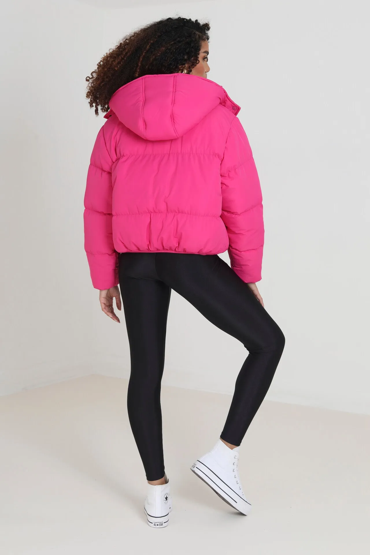 PINK OVERSIZED HIGH NECK PUFFER JACKET