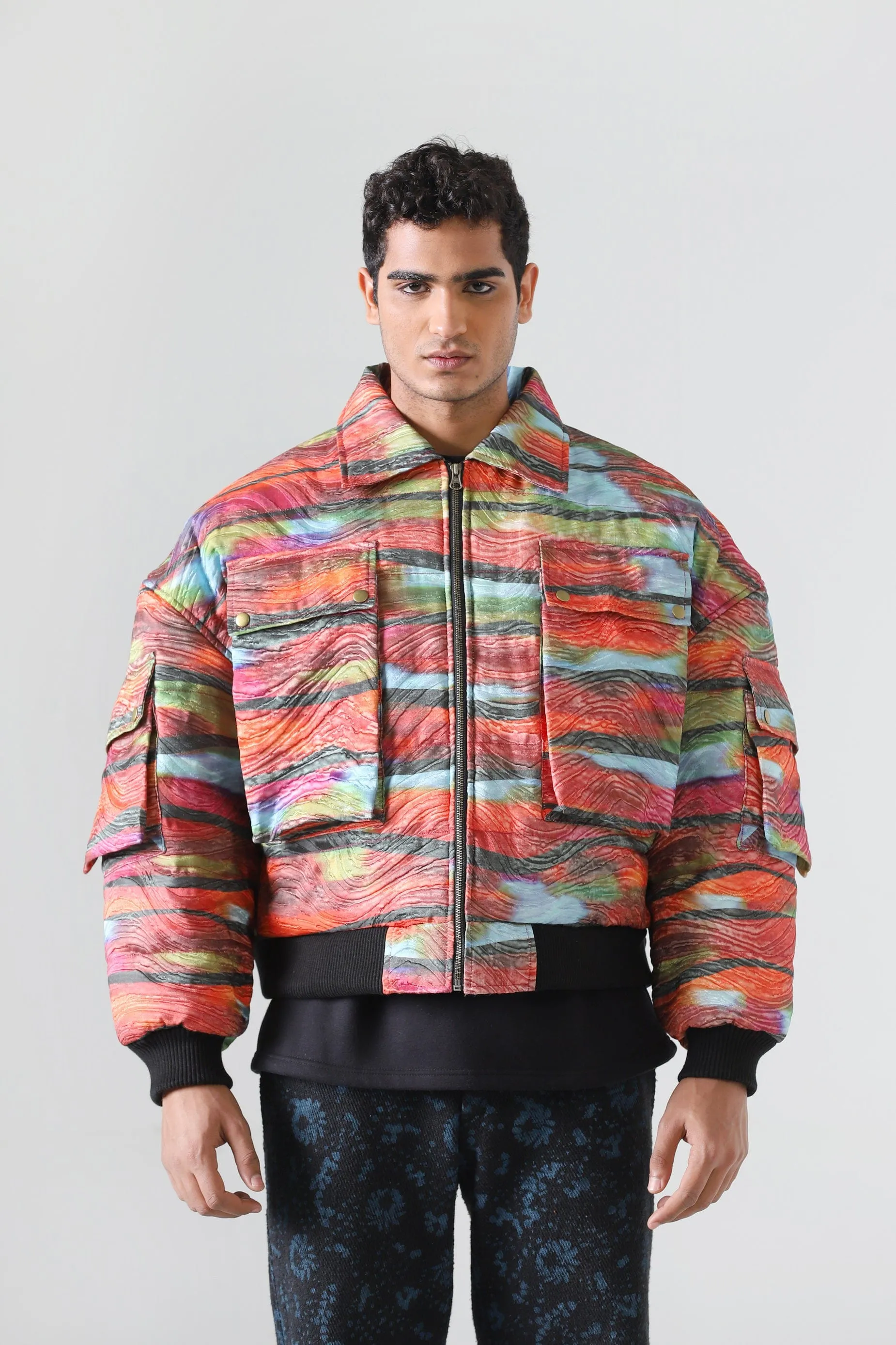 "WAVES OF LOVE" QUILTED BOMBER