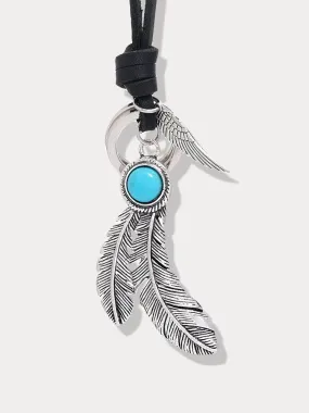 Retro Feather Pendant Necklace