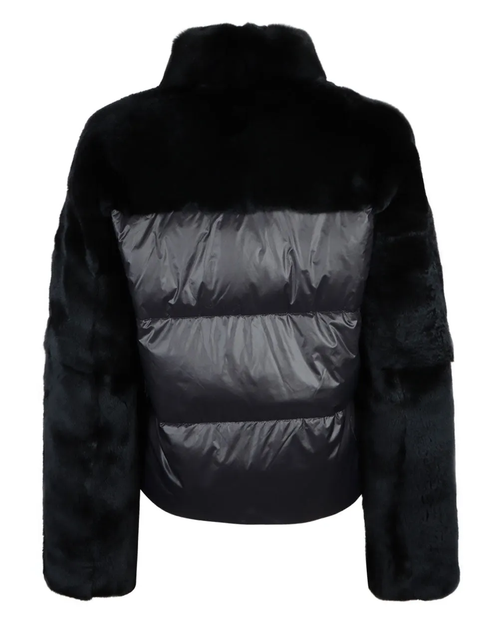 Rex Rabbit Down Filled Puffer Jacket in Black