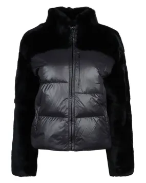 Rex Rabbit Down Filled Puffer Jacket in Black