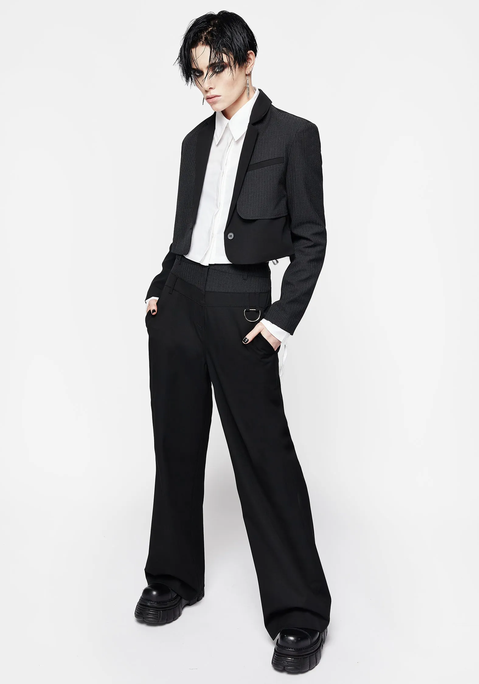 Ruthless Double Waistband Wide Leg Trousers