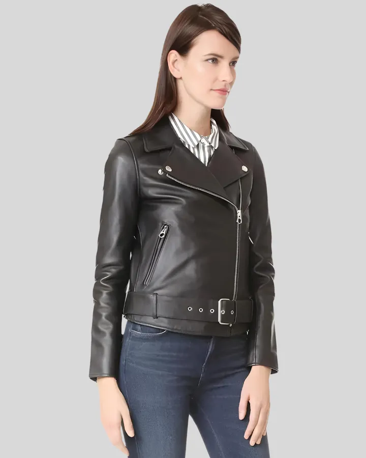 Sandra Black Biker Leather Jacket