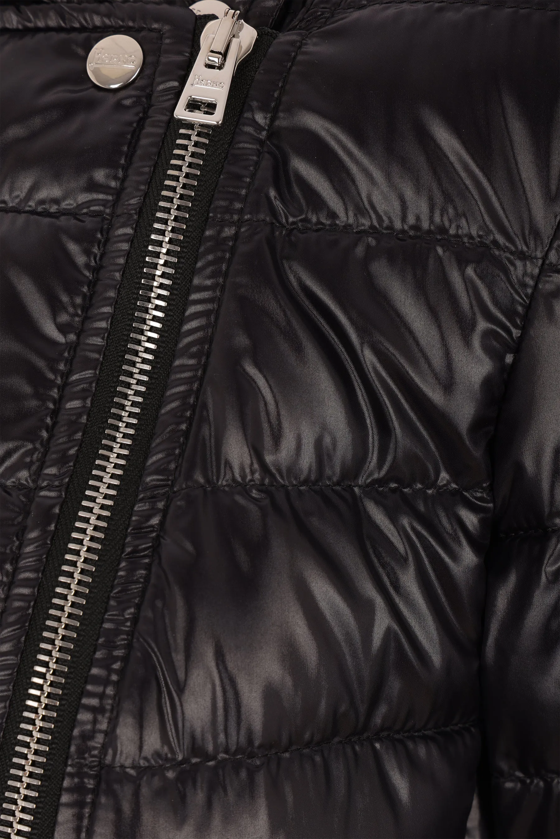 Shiny Nylon Biker Down Jacket