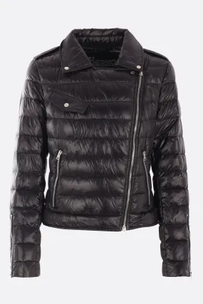 Shiny Nylon Biker Down Jacket