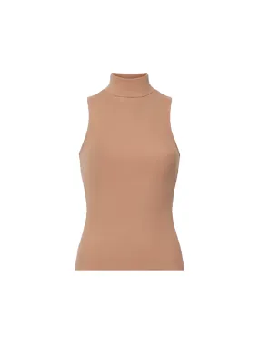 Sleeveless Turtleneck Top - Camel