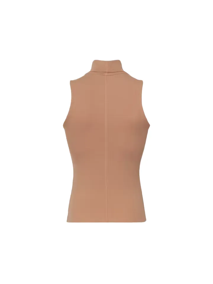 Sleeveless Turtleneck Top - Camel