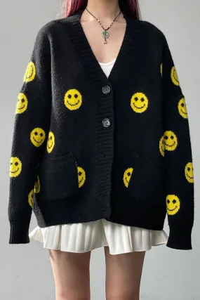 Smile Pattern Knit Cardigan